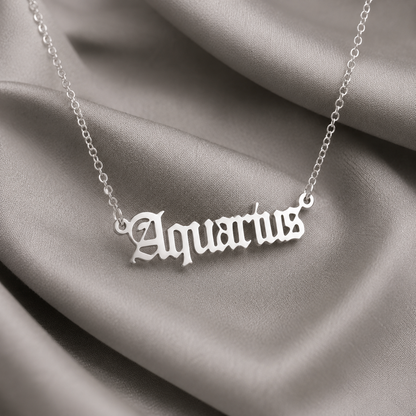 Zodiac Script Necklace
