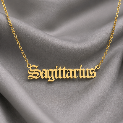 Zodiac Script Necklace
