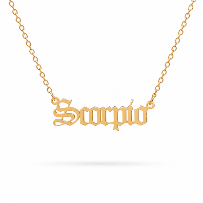 Zodiac Script Necklace