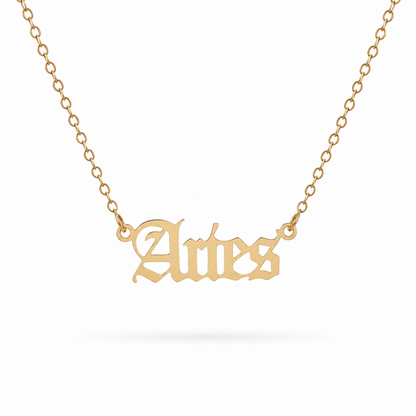 Zodiac Script Necklace