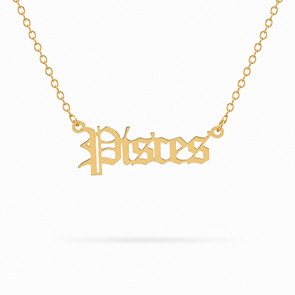 Zodiac Script Necklace